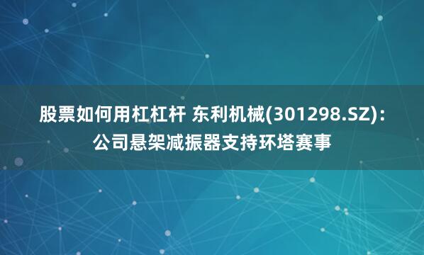 股票如何用杠杠杆 东利机械(301298.SZ)：公司悬架减振器支持环塔赛事