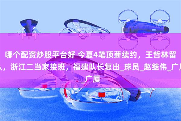 哪个配资炒股平台好 今夏4笔顶薪续约，王哲林留队，浙江二当家接班，福建队长复出_球员_赵继伟_广厦
